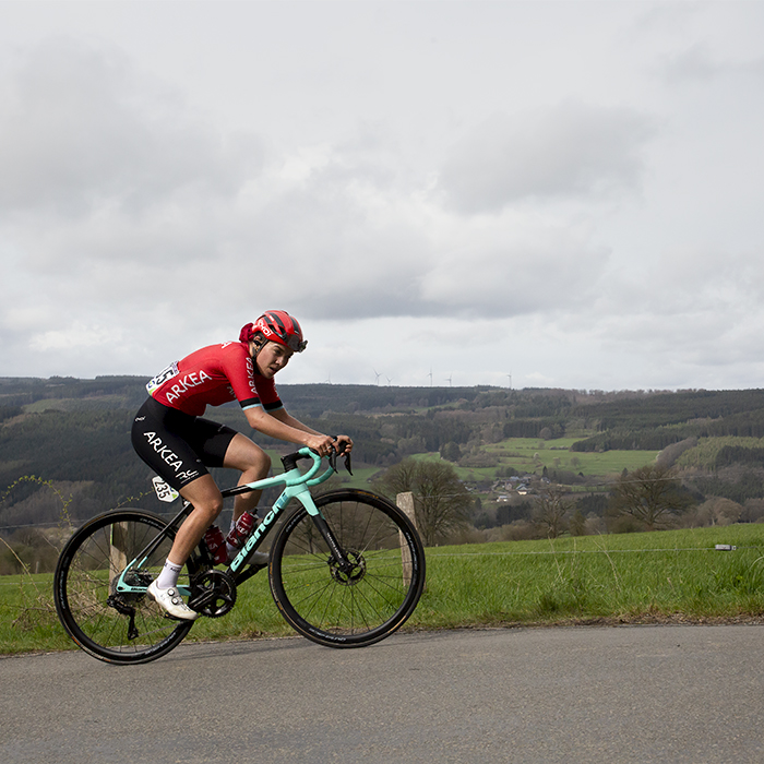 Liège-Bastogne-Liège Femmes 2023 - Marie-Morgane Le Deunff of Arkéa Pro Cycling Team rides along Lavaux on the Côte de Wanne