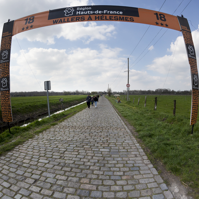 Paris Roubaix 2023 - The gate leading onto the Wallers à Hélesmes sector