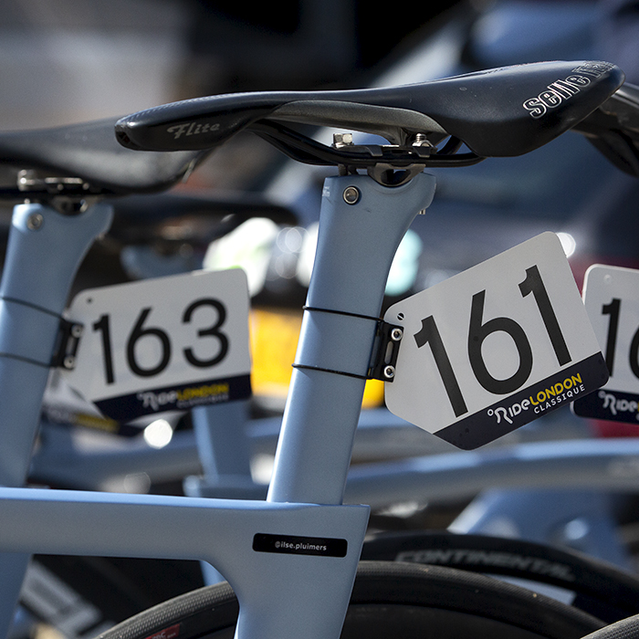 RideLondon Classique 2022 - AG Insurance - NXTG Team bikes set out before the race