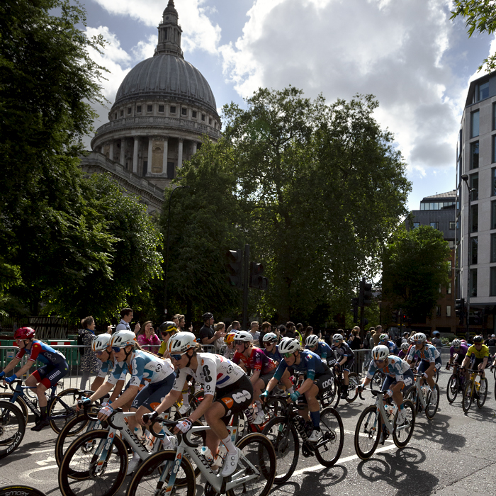 RideLondon Classique 2024 - Riders pass by St Paul’s Cathedral on the final stage of the event