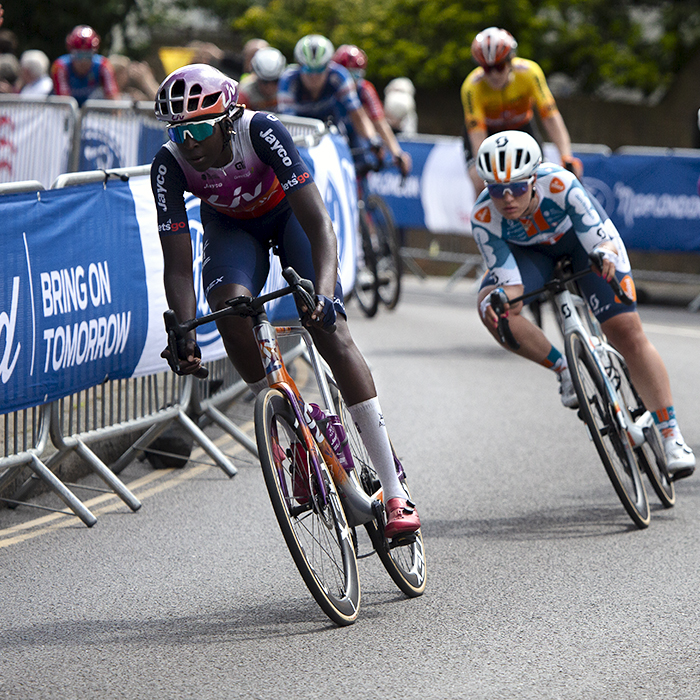 RideLondon Classique 2024 - Teniel Campbell leads a group down the descent in Maldon