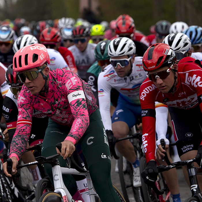 Ronde van Vlaanderen 2022 - EF Education–EasyPost’s Michael Valgren and Tim Wellens of Lotto Soudal in the peloton