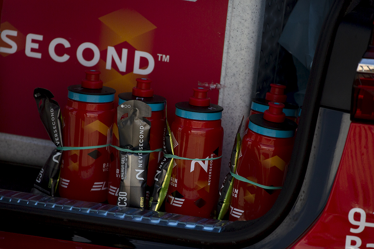 Ronde van Vlaanderen 2022 - Bidons in the Bahrain - Victorious team car door