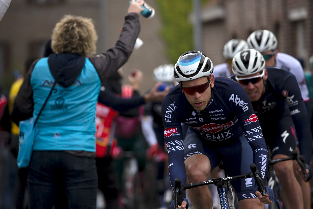 Ronde van Vlaanderen 2022 - Julian Vermote of Alpecin-Fenix leads the race through Velzeke