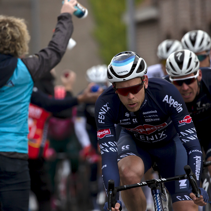 Ronde van Vlaanderen 2022 - Julian Vermote of Alpecin-Fenix leads the race through Velzeke