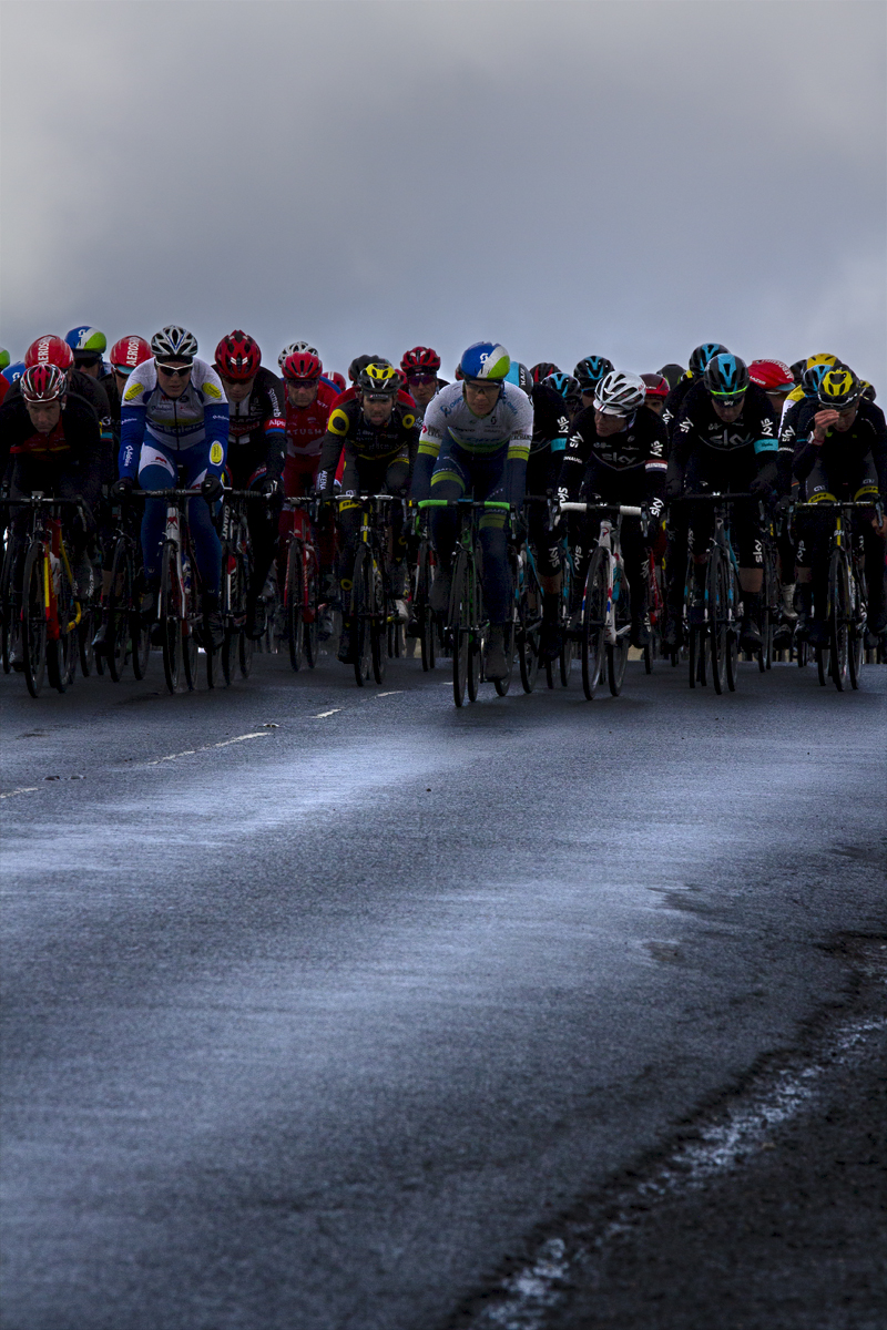 Tour de Yorkshire 2016 - The peloton battles cold conditions on the exposed heights of Yorkshire