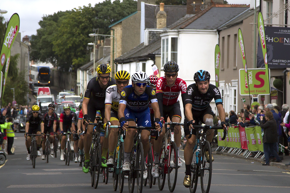 Tour of Britain 2016 - Riders pass through the intermediate sprint at Chudleigh