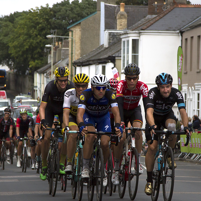 Tour of Britain 2016 - Riders pass through the intermediate sprint at Chudleigh