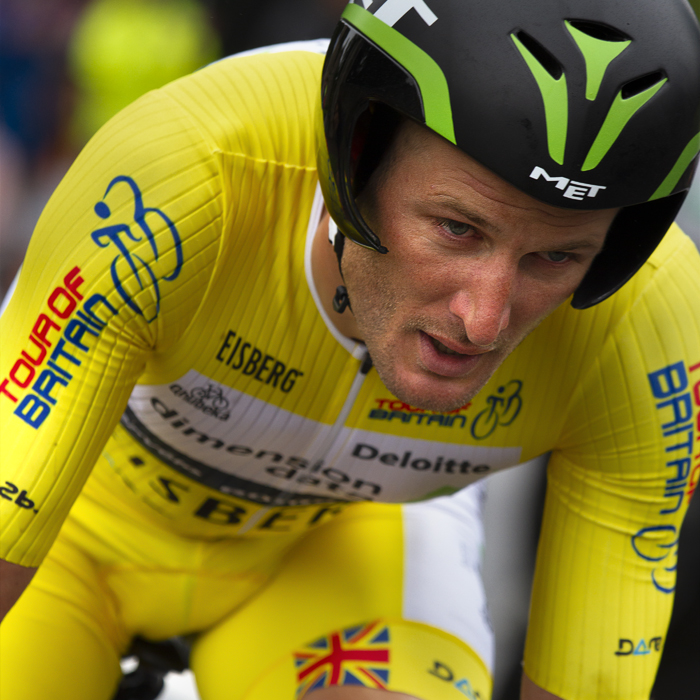 Tour of Britain 2016 - Steve Cummings takes part in the time trial wearing the leaders jersey