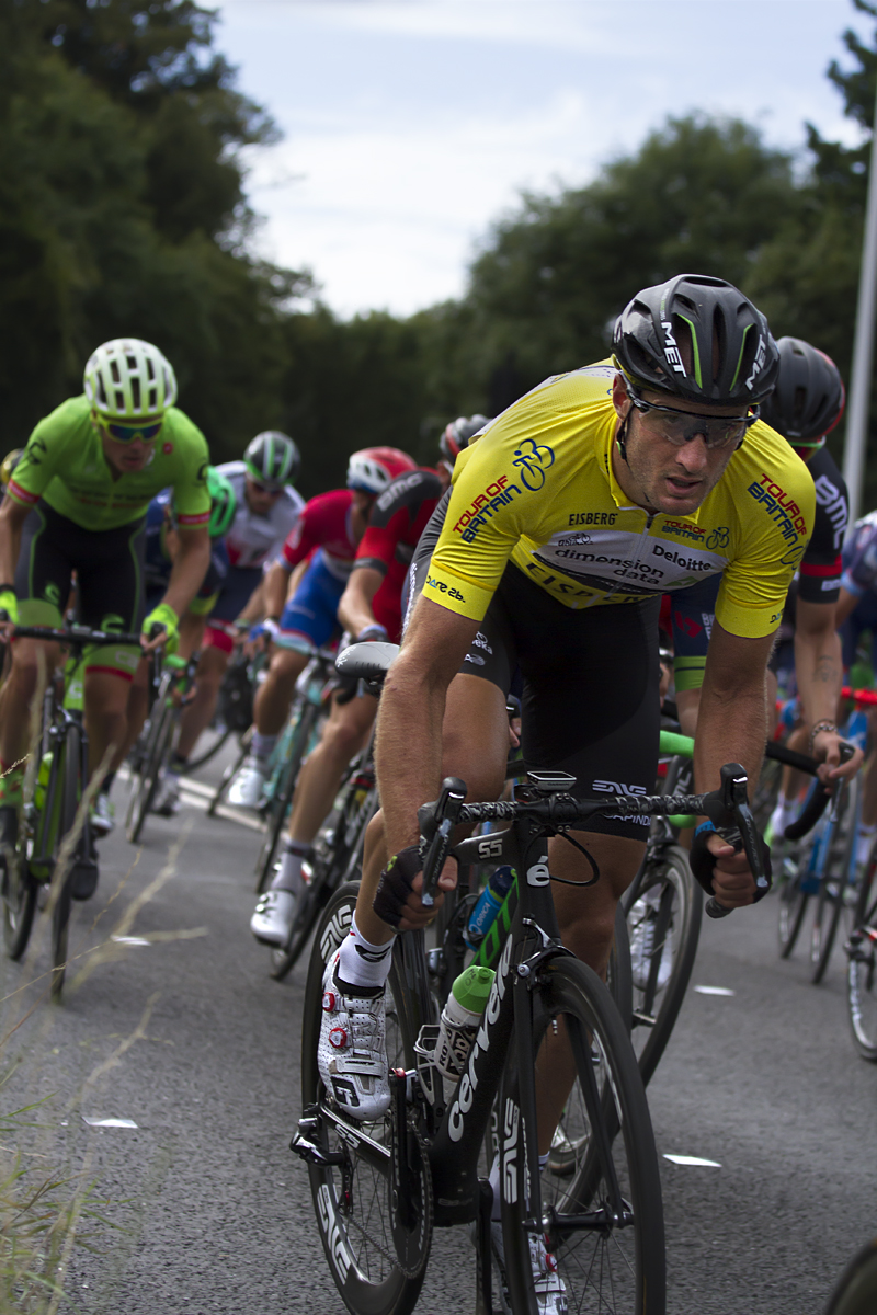 Tour of Britain 2016 -  Steve Cummings wears the leaders jersey as he takes part in the road race in Bristol