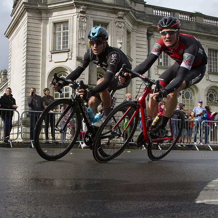 Tour of Britain 2017 - riders race through the streets of Cardiff at the climax of the tour