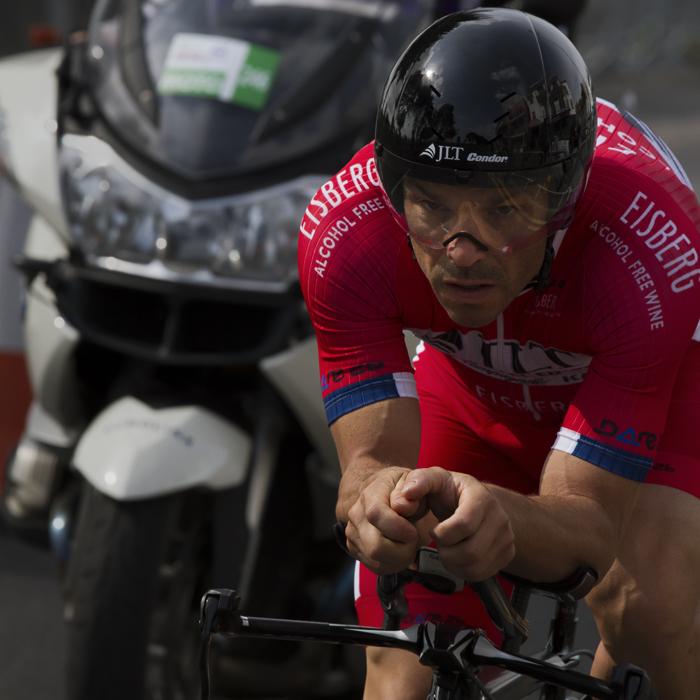 Tour of Britain 2017 - Graham Briggs takes part in the time trial followed by a TV motorbike