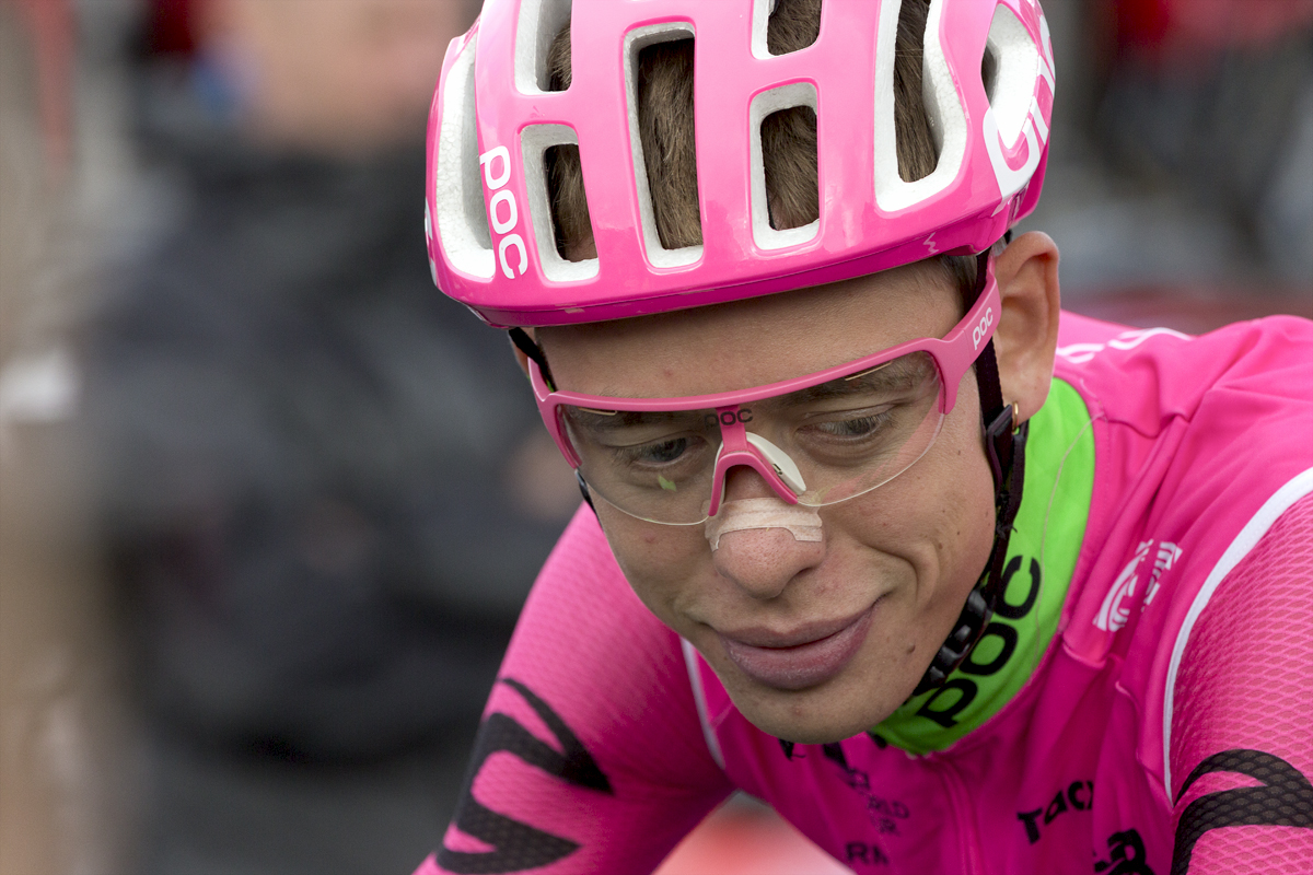 Tour of Britain 2018 - Hugh Carthy looks down shyly as he prepares for the day