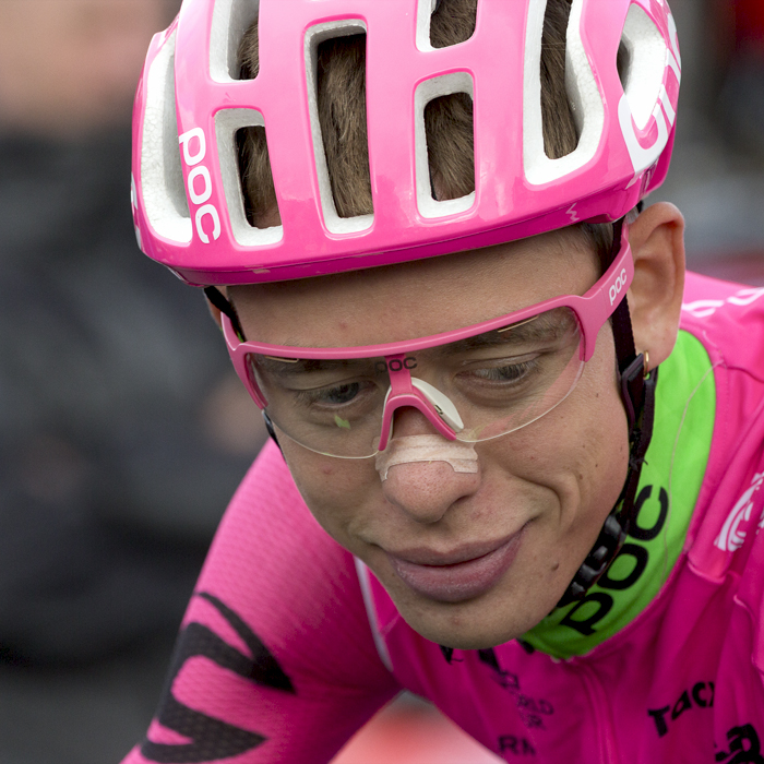 Tour of Britain 2018 - Hugh Carthy looks down shyly as he prepares for the day