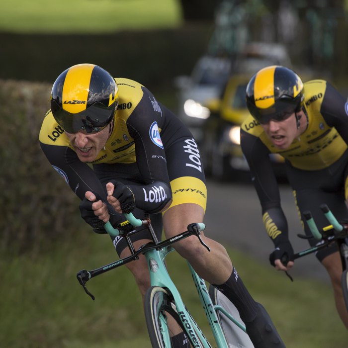 Tour of Britain 2018 - Jos van Emden leads the team time trial train of Lotto Jumbo