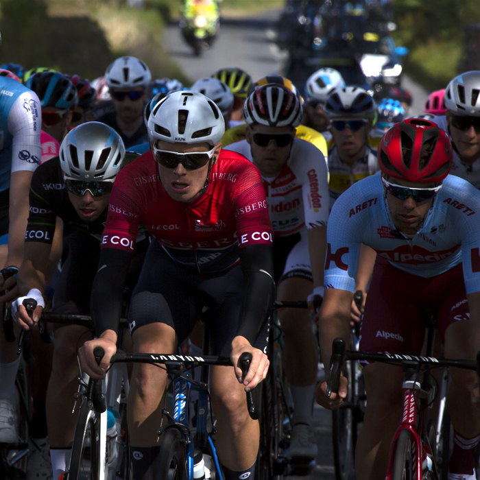 Tour of Britain 2019 - a close up of riders in the peloton near Kelso