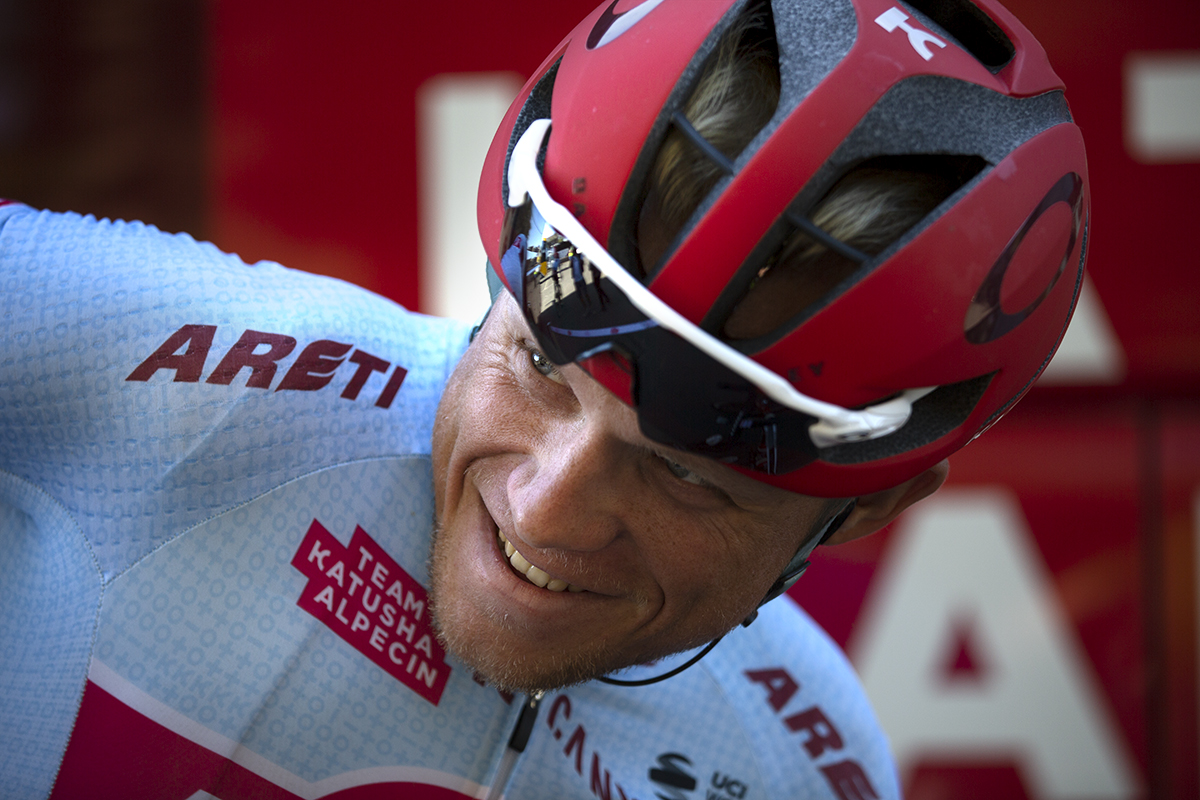 Tour of Britain 2019 - Mads Wurtz Schmidt smiles as he looks over his shoulder