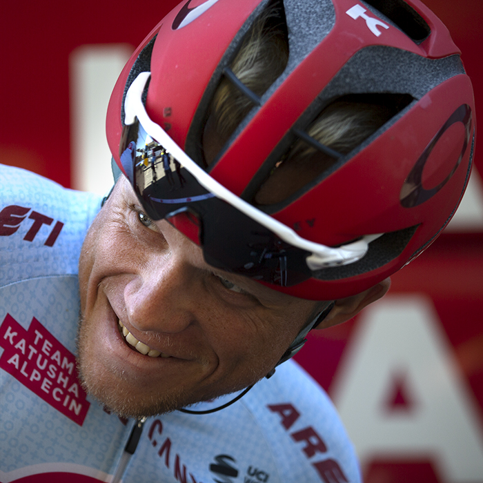 Tour of Britain 2019 - Mads Wurtz Schmidt smiles as he looks over his shoulder