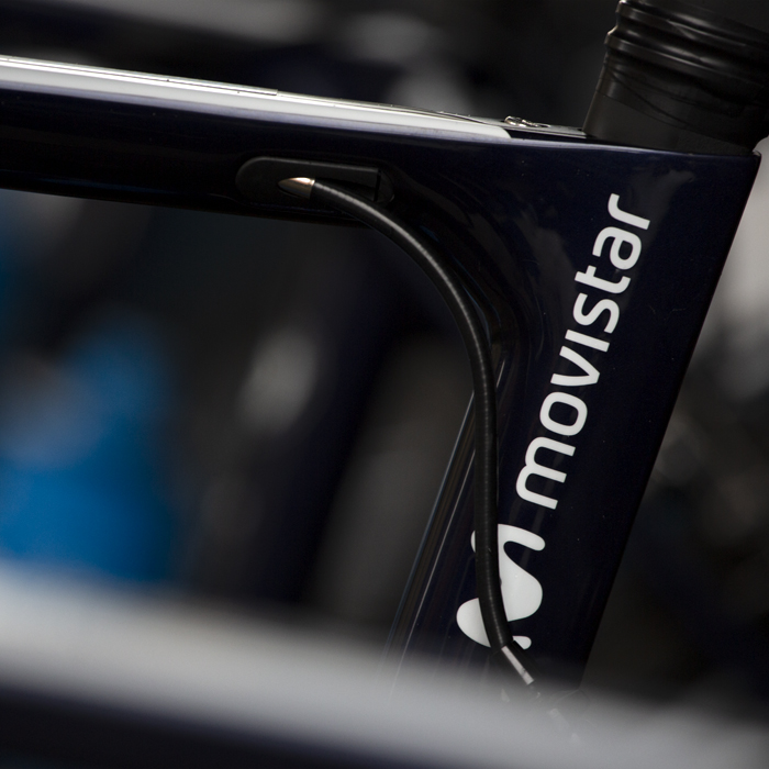 Tour of Britain 2019 - Movistar logo on their Canyon bikes