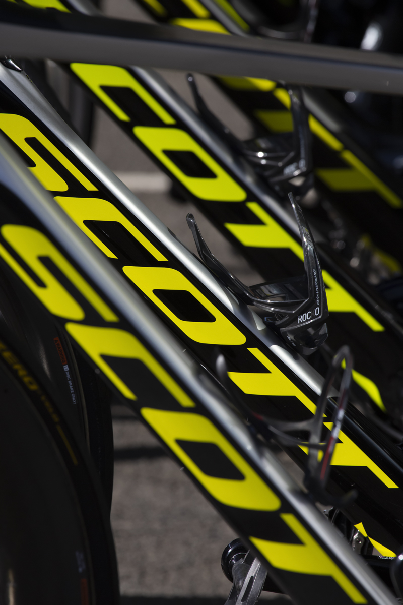 Tour of Britain 2019 - Close up of Scott bikes lined up before the start of the race