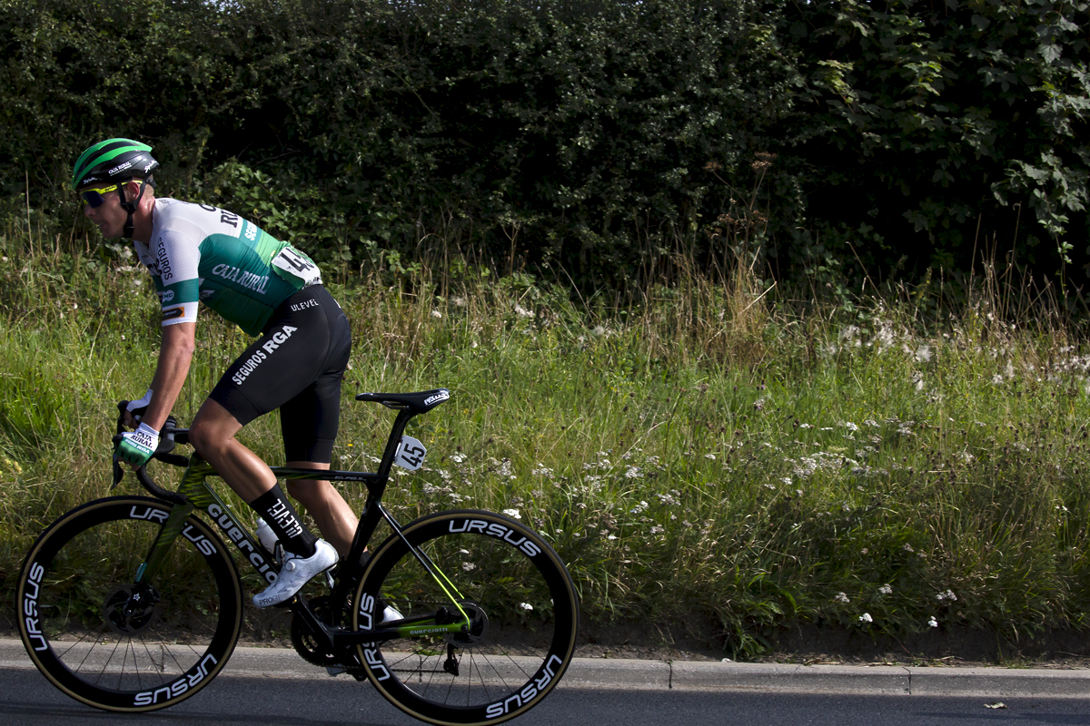 Tour of Britain 2021 - Side view of Caja Rural Sergos RGA rider Sergio Roman Martín