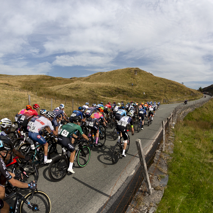 Tour of Britain 2021 - Riders make their way up Cwm Cynfal