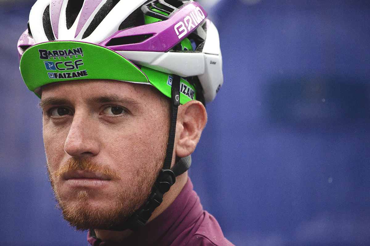 Tour of Britain 2022 - Portrait of Filippo Fiorelli of Bardiani-CSF-Faizanè in the rain