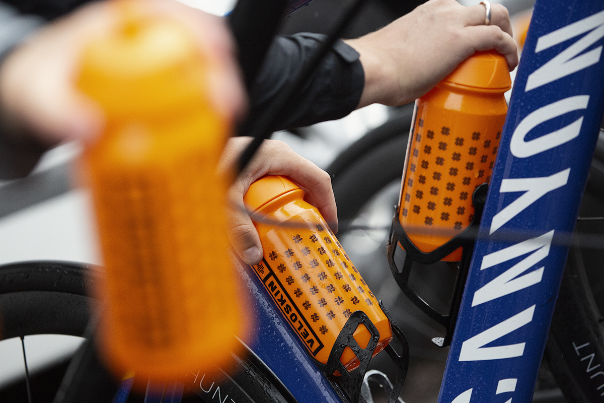 Tour of Britain 2022 - Veloskin Bidons are put into the cages on bikes prior to the start of the race