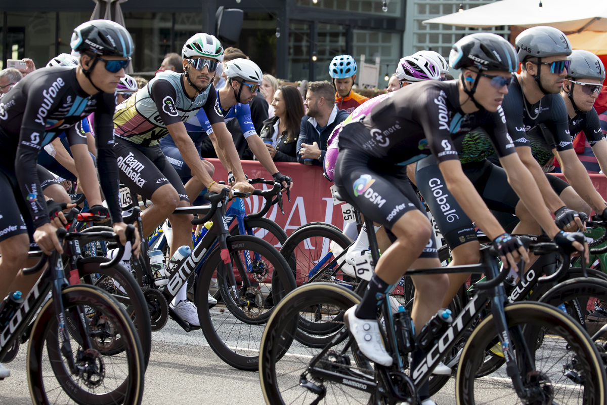 Tour of Britain 2022 - Nicolò Parisini from Team Qhubeka looks towards the camera as the race sets off from West Bridgford