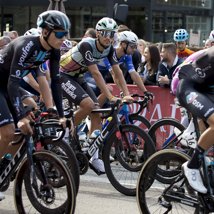 Tour of Britain 2022 - Nicolò Parisini from Team Qhubeka looks towards the camera as the race sets off from West Bridgford