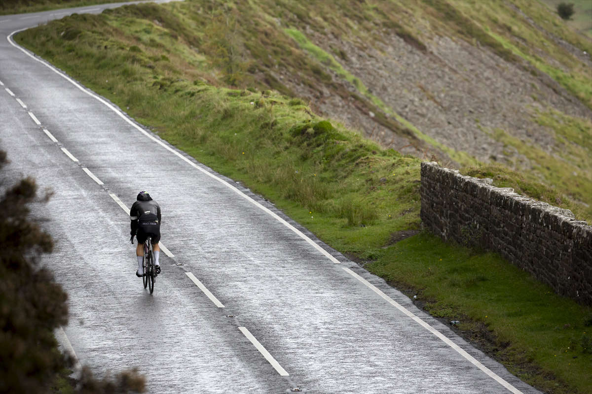 Tour of Britain 2023 - Jack Rootkin-Gray of Saint Piran cuts a lonely figure as he makes his way up the mountain