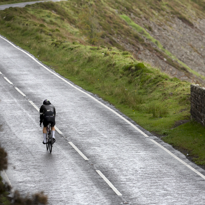 Tour of Britain 2023 - Jack Rootkin-Gray of Saint Piran cuts a lonely figure as he makes his way up the mountain