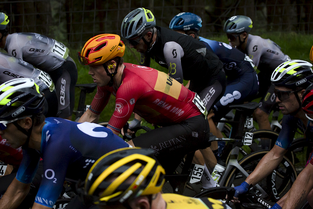 Tour of Britain 2023 - Rasmus Tiller in the peloton on Bwlch Mountain