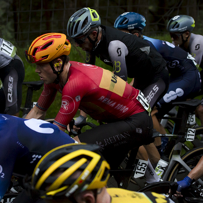 Tour of Britain 2023 - Rasmus Tiller in the peloton on Bwlch Mountain