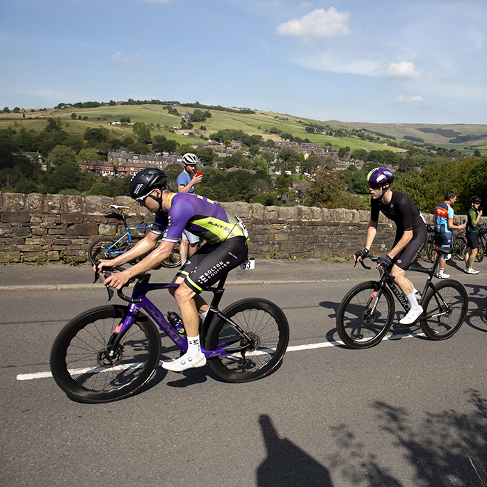 Tour of Britain 2023 - The breakaway head onto the Grains Bar King of the Mountains climb