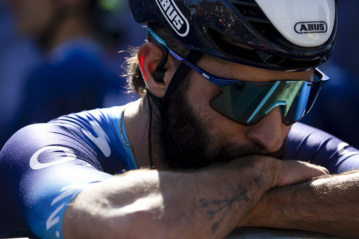 Tour of Britain 2023 - Fernando Gaviria of Movistar Team rests his head on his folded arms