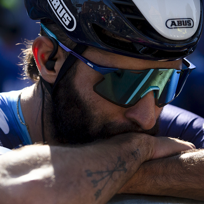 Tour of Britain 2023 - Fernando Gaviria of Movistar Team rests his head on his folded arms