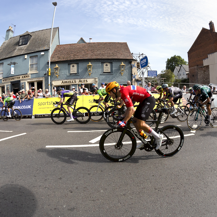 Tour of Britain 2023 - Riders race through the streets of Gloucester on their way to the finish