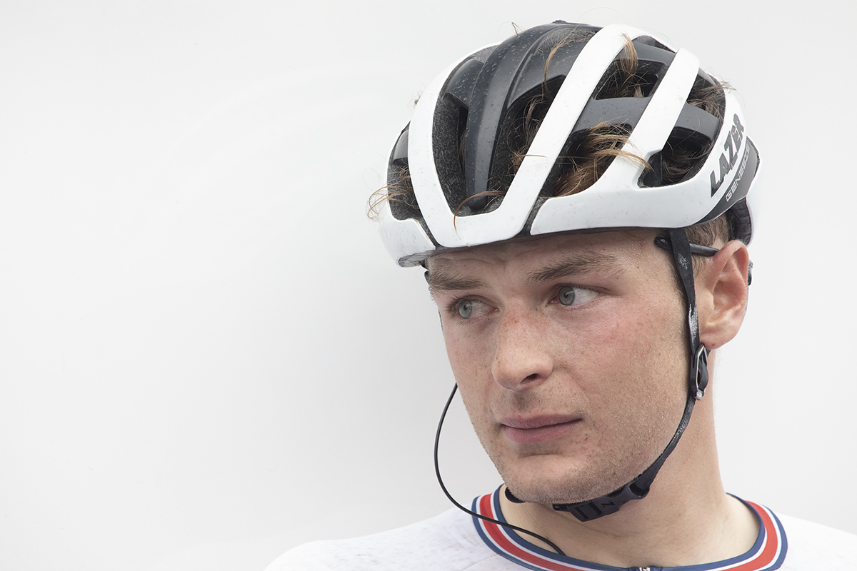 Tour of Britain 2024 - Ben Wiggins wearing his Team GB kit glances to the side following the stage finish in Redcar