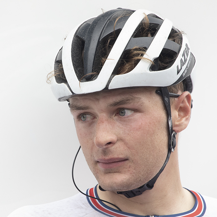 Tour of Britain 2024 - Ben Wiggins wearing his Team GB kit glances to the side following the stage finish in Redcar