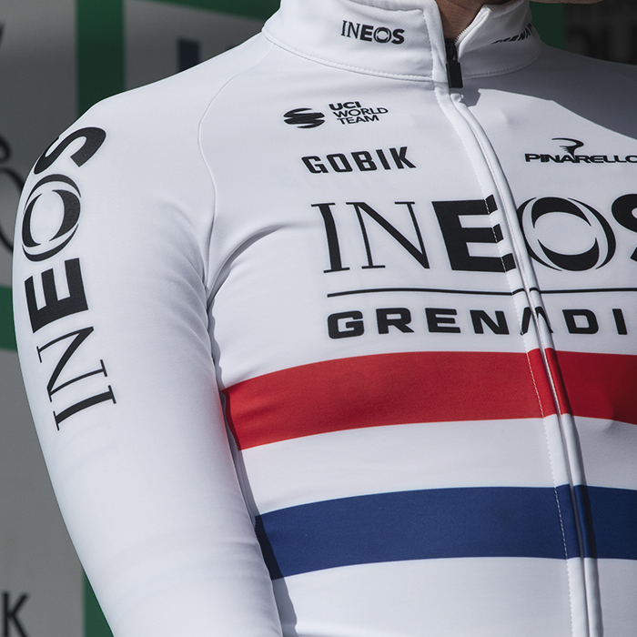 Tour of Britain 2024 - A close up of the British National Champions Jersey as worn by Ethan Hayter