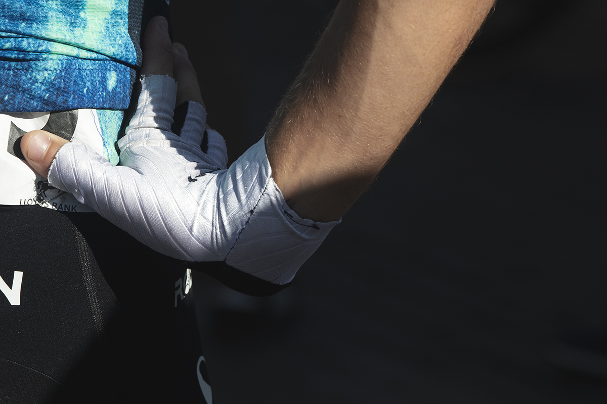 Tour of Britain 2024 - Close up of the glove of one of the Decathlon AG2R La Mondiale Development Team riders