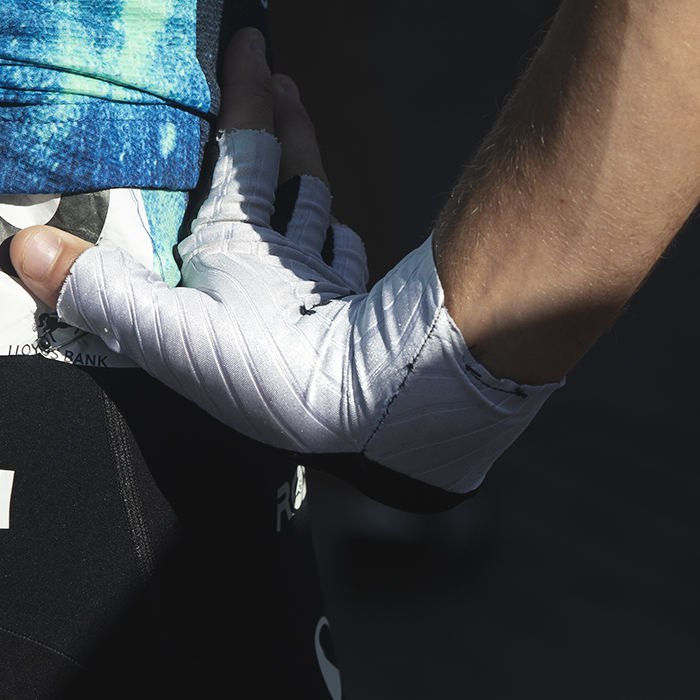 Tour of Britain 2024 - Close up of the glove of one of the Decathlon AG2R La Mondiale Development Team riders