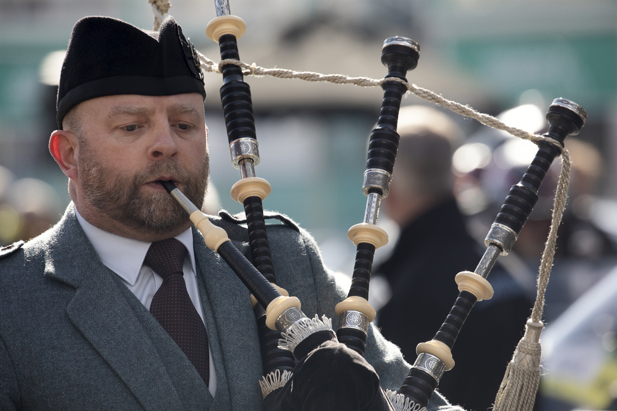 Tour of Britain 2024 - A piper plays his bagpipes in a traditional start to the 2024 Tour of Britain in the Scottish Borders