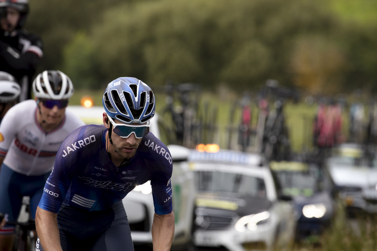 Tour of Britain 2024 - Laurent Gervais of Project Echelon Racing tackles the climb of Sleddale Bank