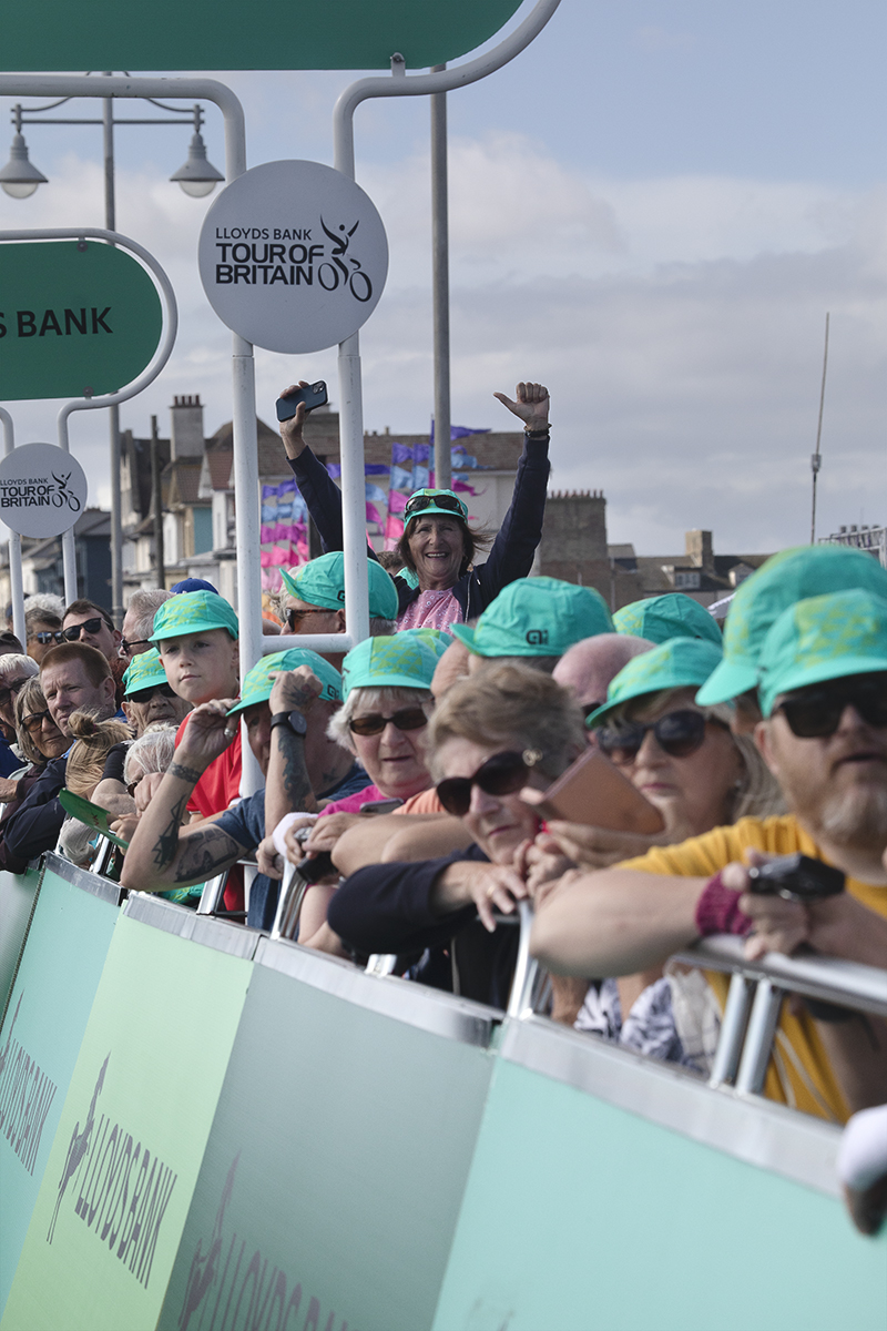 Tour of Britain 2024 - Excited fans at the start of the race waiting to see the action