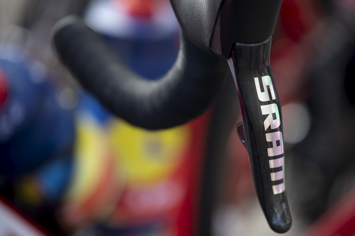 Tour of Britain 2024 - Close up of a Sram brake lever