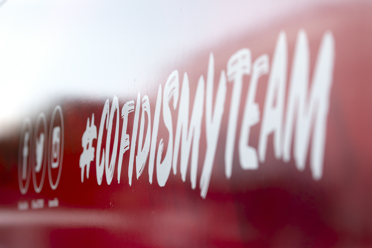 Tour of Britain Women’s 2024 - Cofidis logo on the side of the team bus