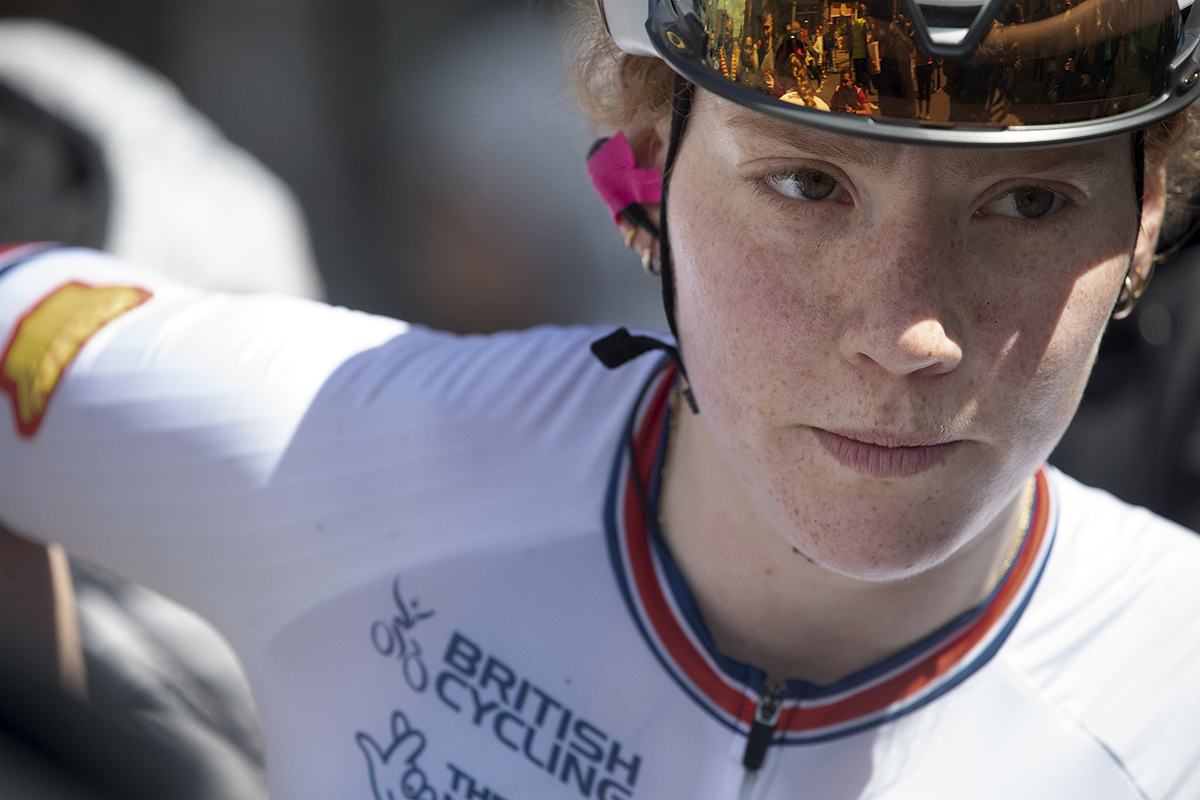 Tour of Britain Women’s 2024 - Flora Perkins riding for Team GB after the stage finish in Warrington