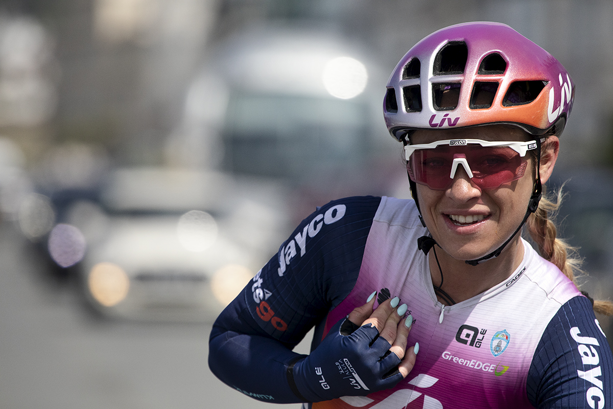 Tour of Britain Women’s 2024 - Letizier Paternoster looks for confirmation she might have taken the stage in Llandudno